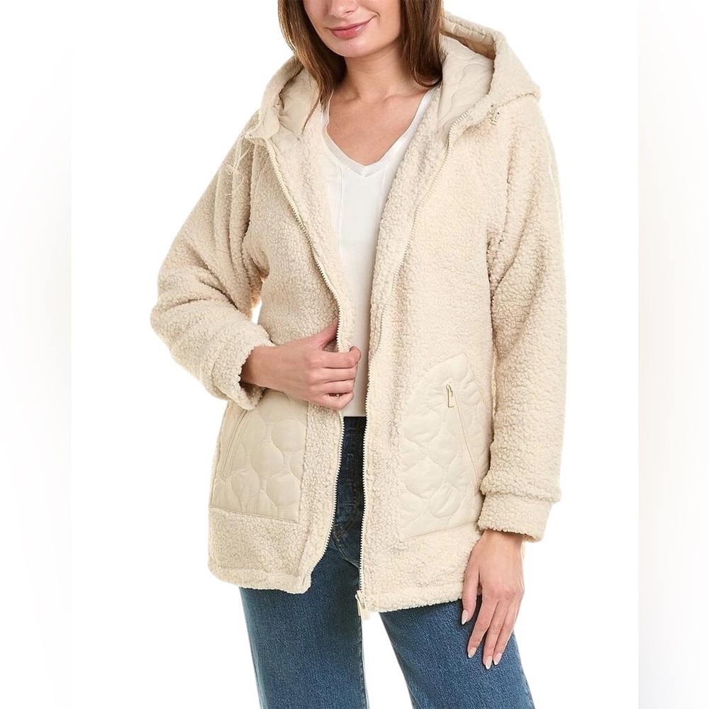 Hurley Reversible Teddy Sherpa Quilted 2-in-1 Coat Ivory L